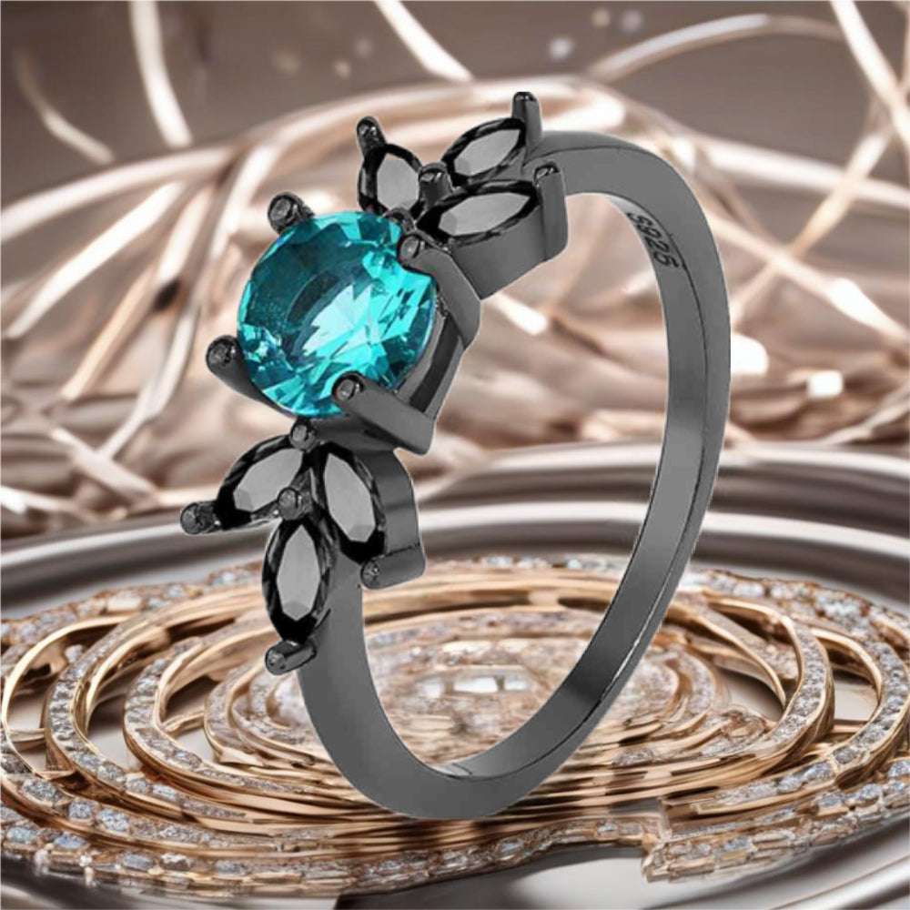 Paraiba Blue CZ Leaf Ring