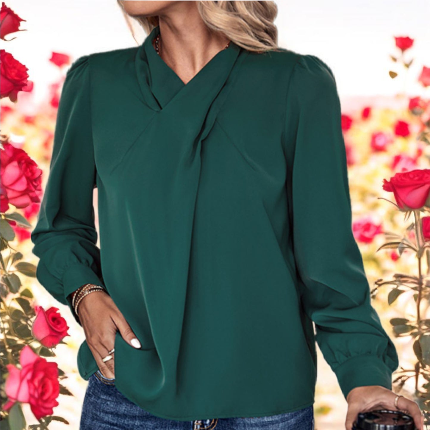 Twist Neck Long Sleeve Top