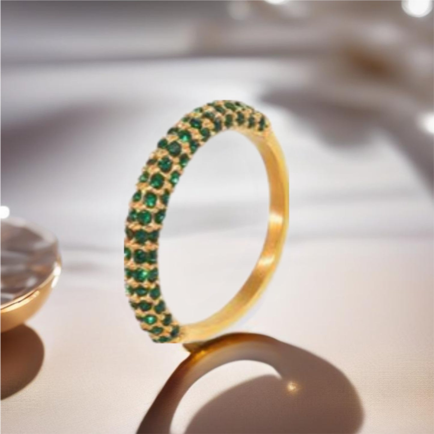 Gold Stainless Steel Inlaid CZ Ring