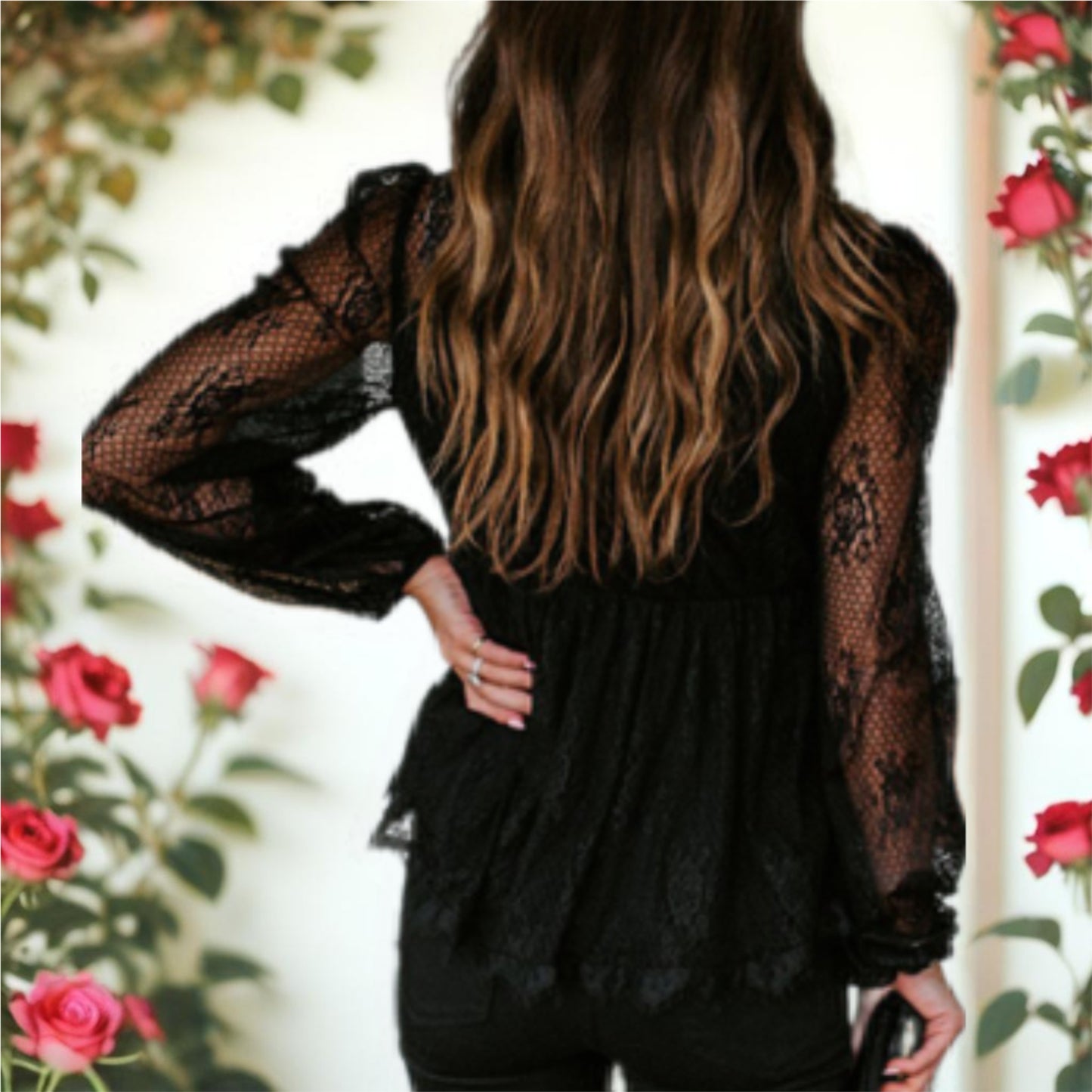 Lace Embroidered Long Sleeve Top