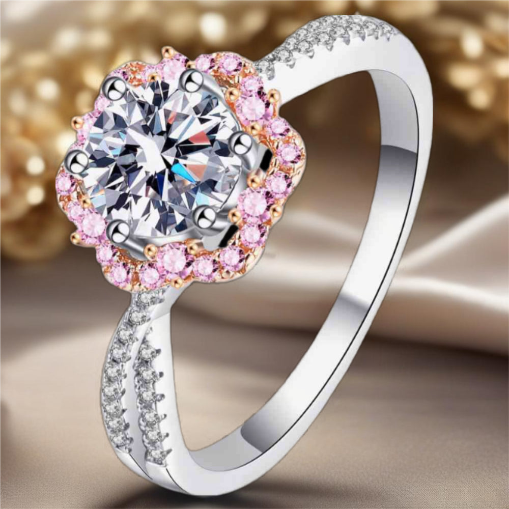 1 Carat Moissanite Flower Crisscross Ring