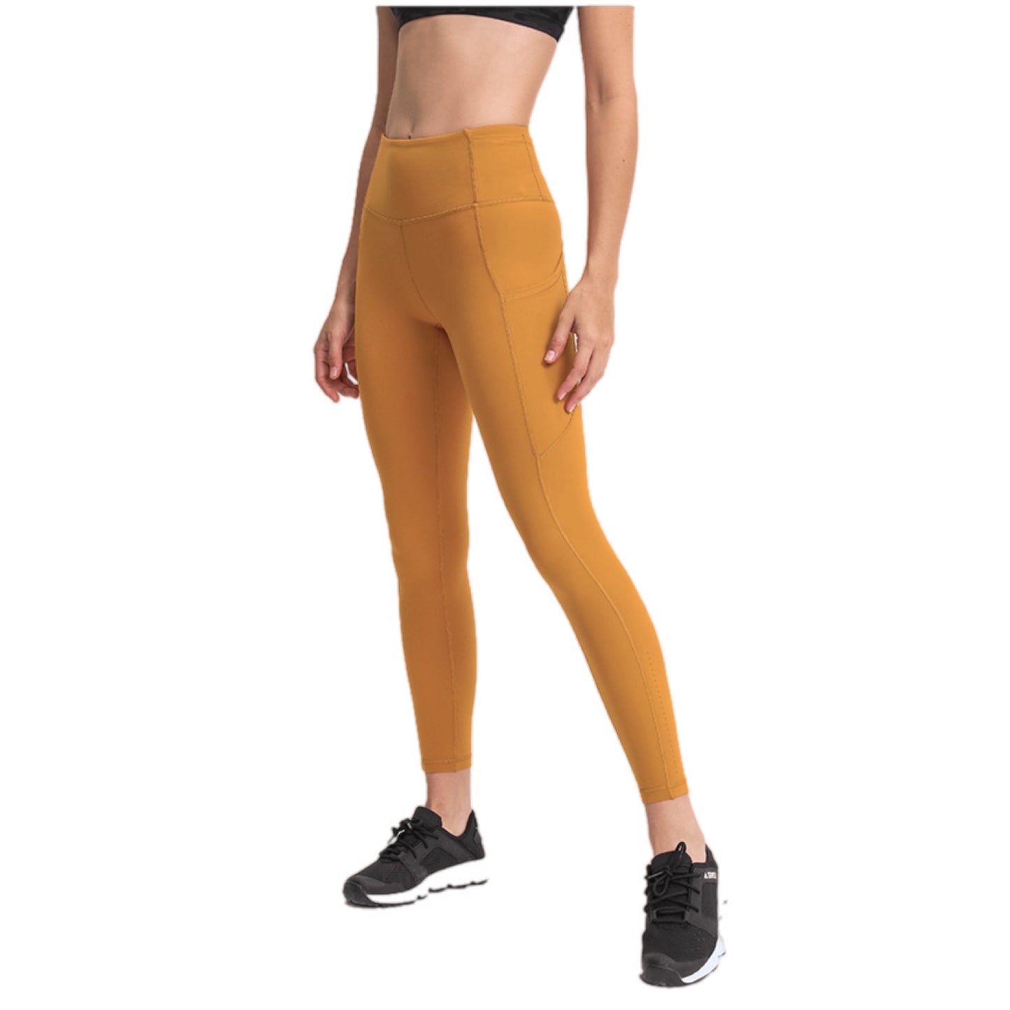 Wide Waistband Sports Leggings with Pockets