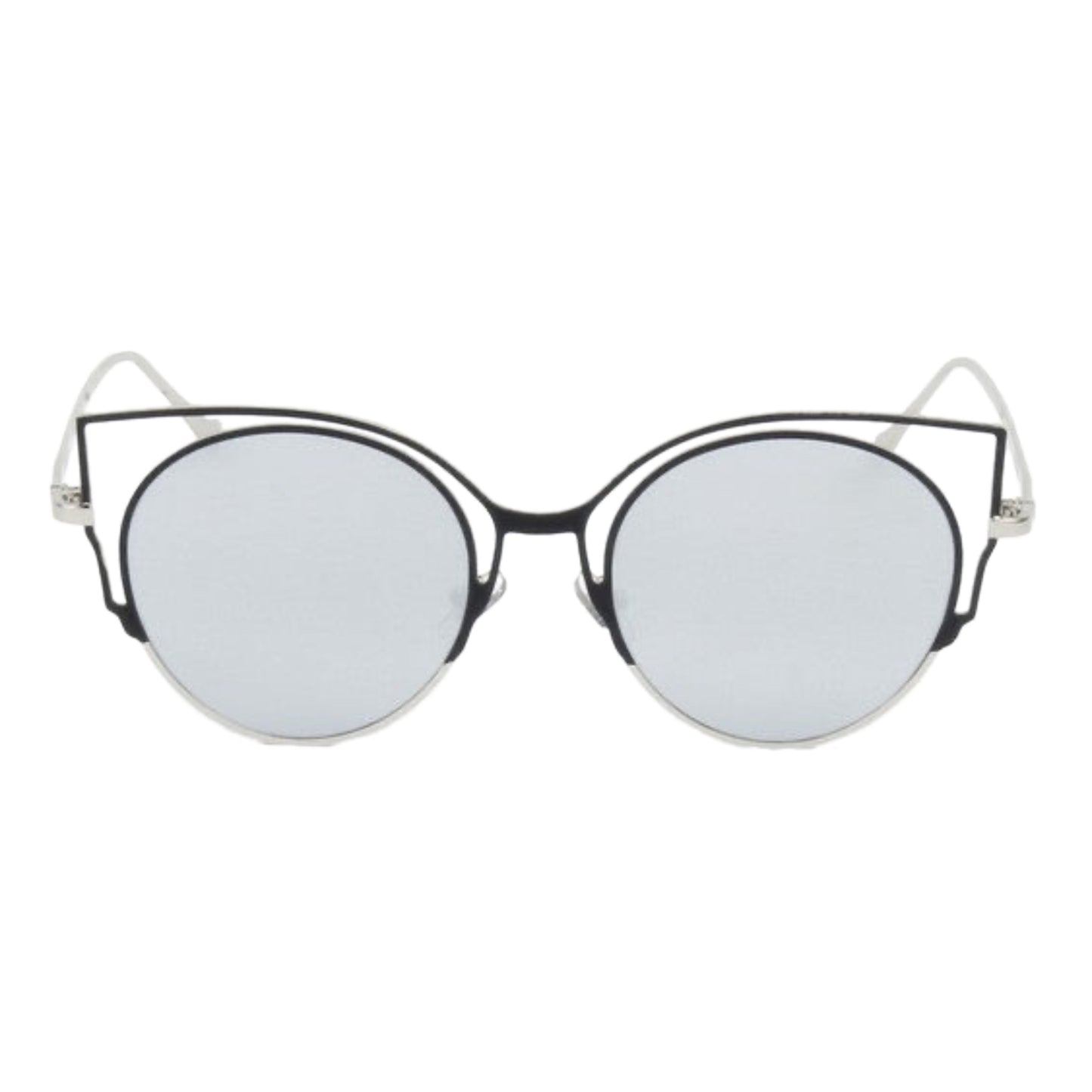 Mirrored Round Cat Eye Sunglasses