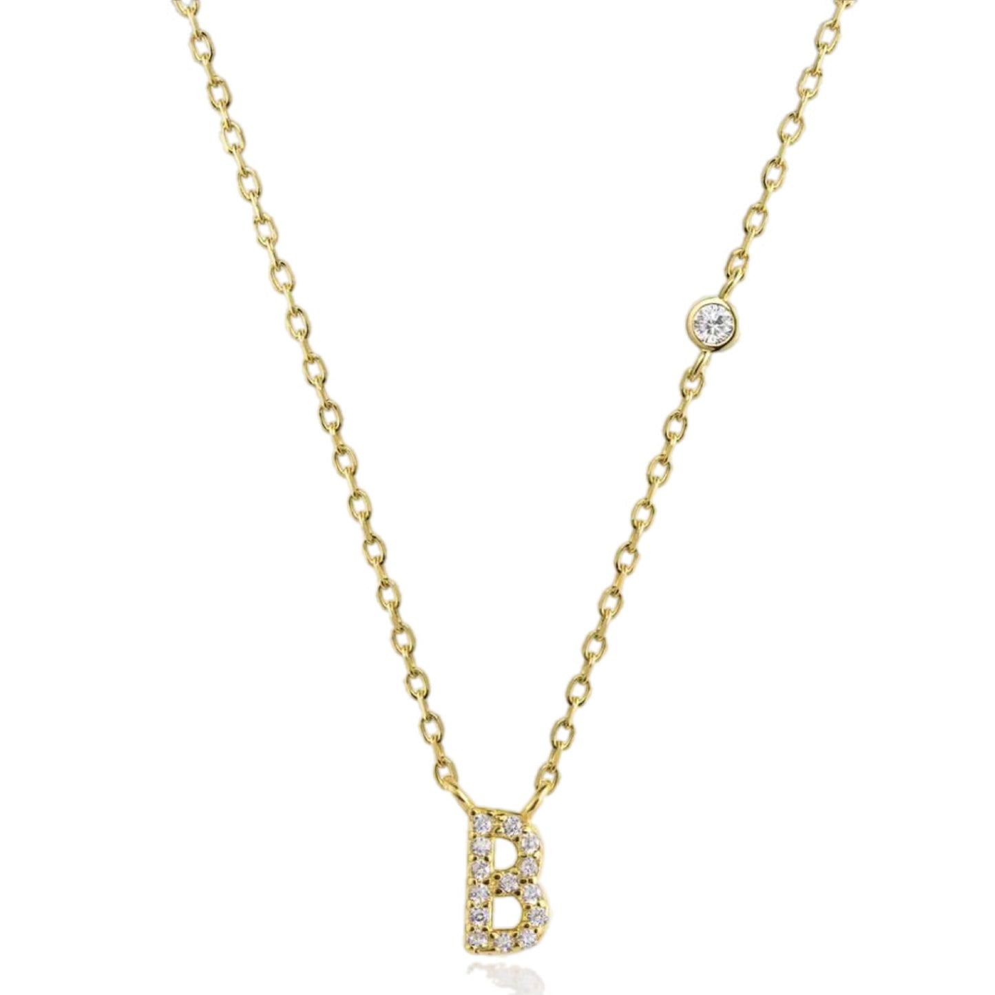 CZ Charm Necklace - A to F