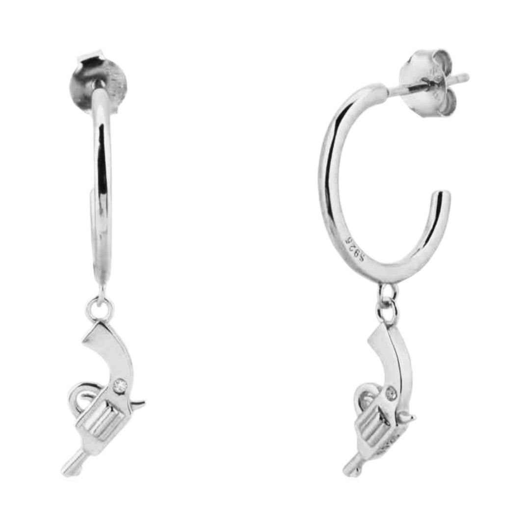 Sterling Dangle Hoop Stud Earrings