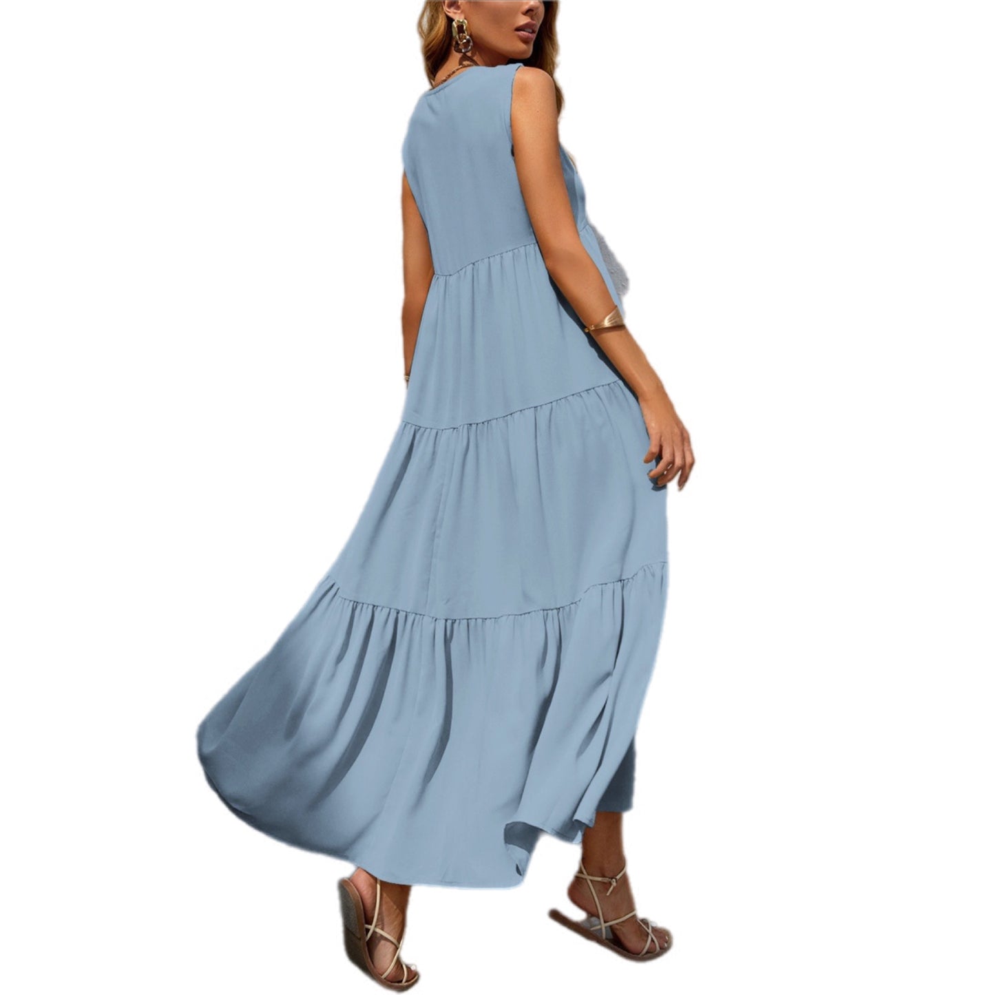 Tiered V-Neck Causal Dress