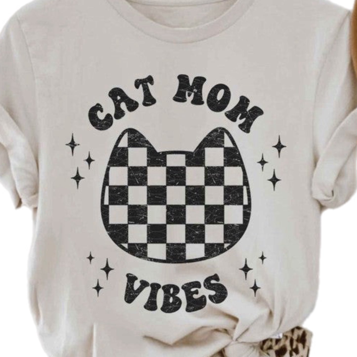 Cat Mom Vibes Graphic Top