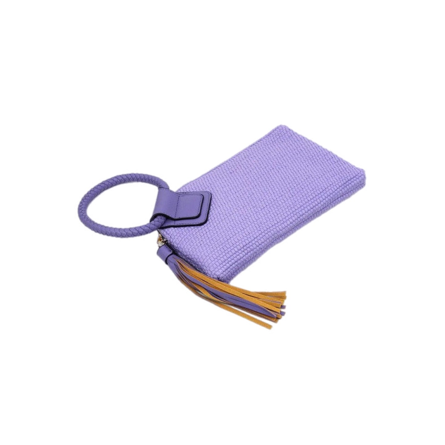 Canvas Cuff Handle Wristlet Clutch with Tassel