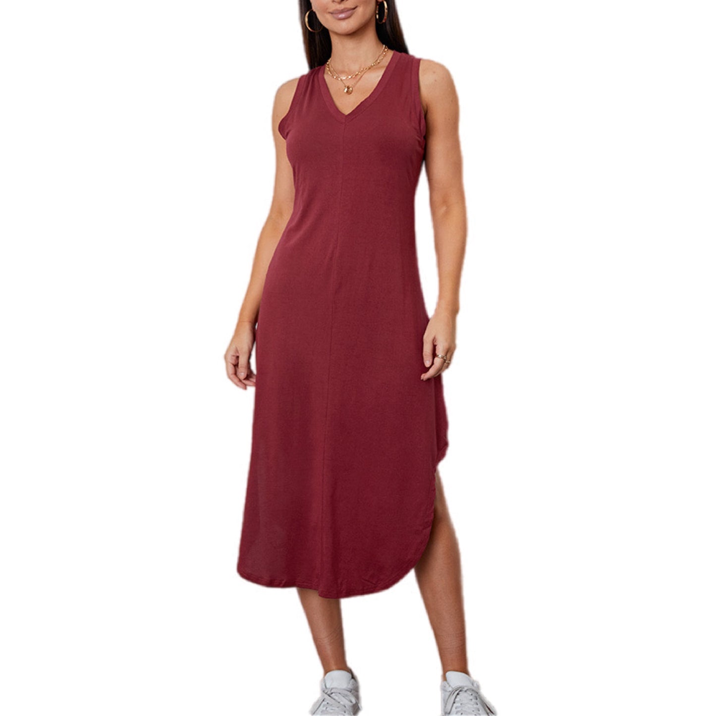 Casual Sleeveless Midi Tank Dress