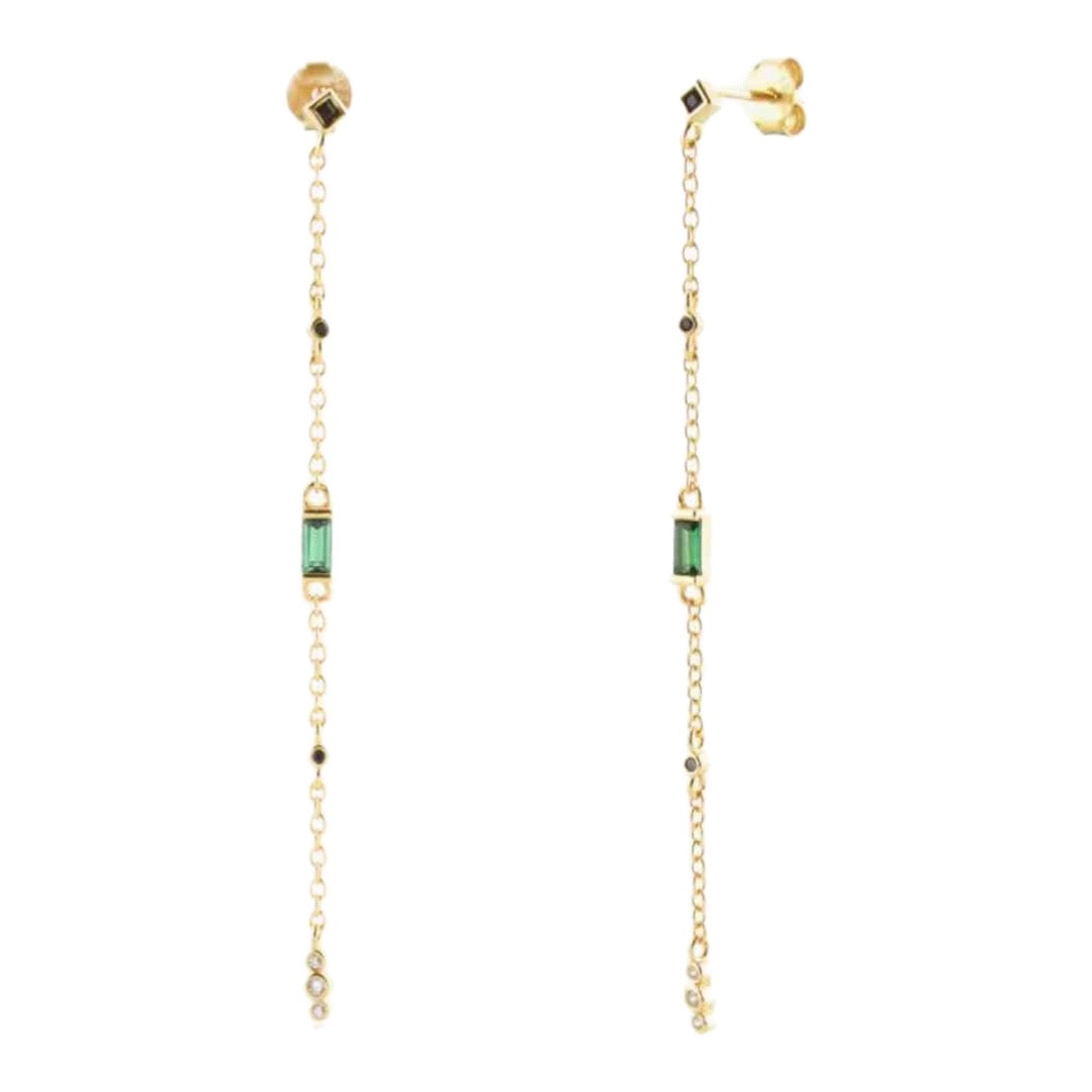 CZ Gold Sterling Dangle Stud Earrings