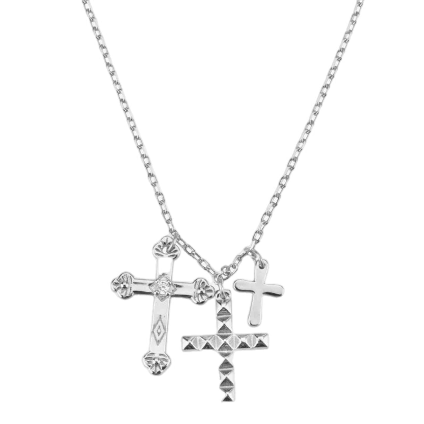 CZ Gold Cross Charm Necklace