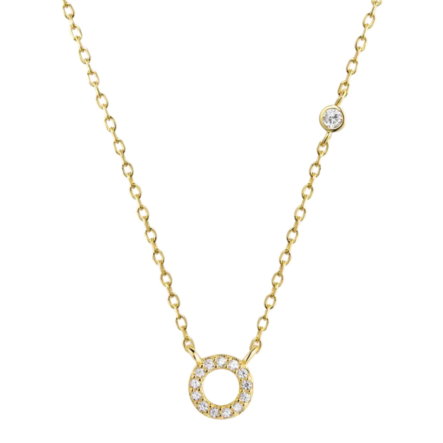 CZ Initial Charm Necklace - L to P