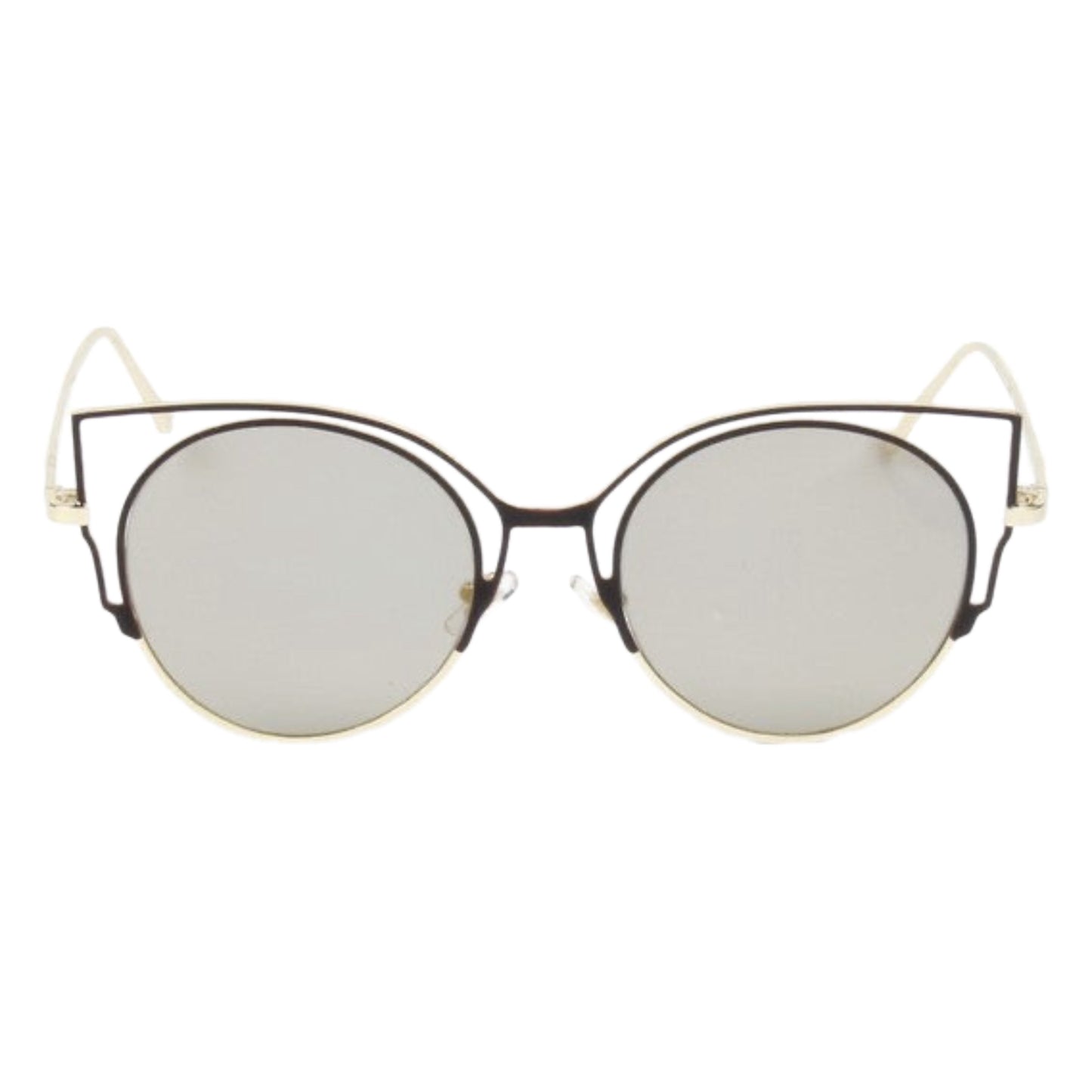 Mirrored Round Cat Eye Sunglasses