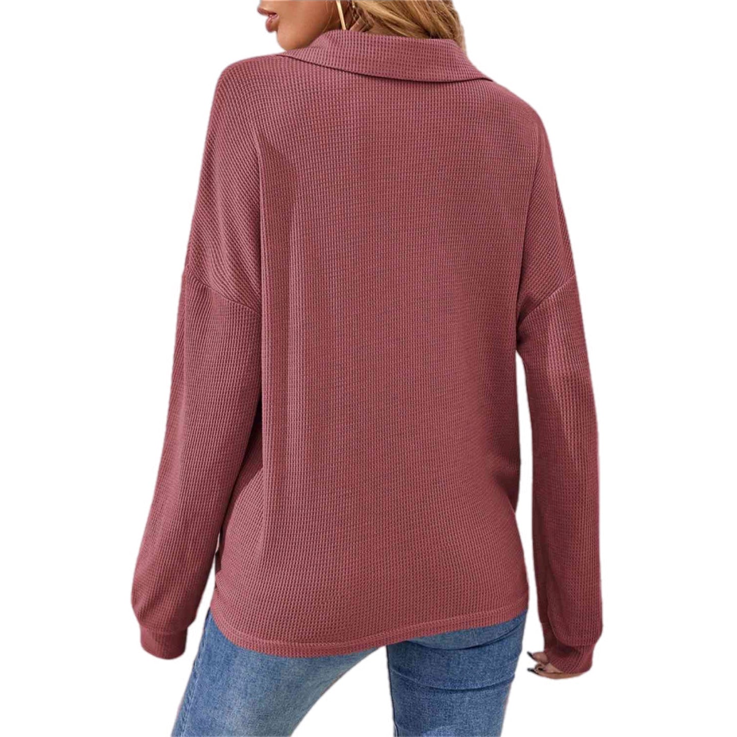 Half Button Long Sleeve Top