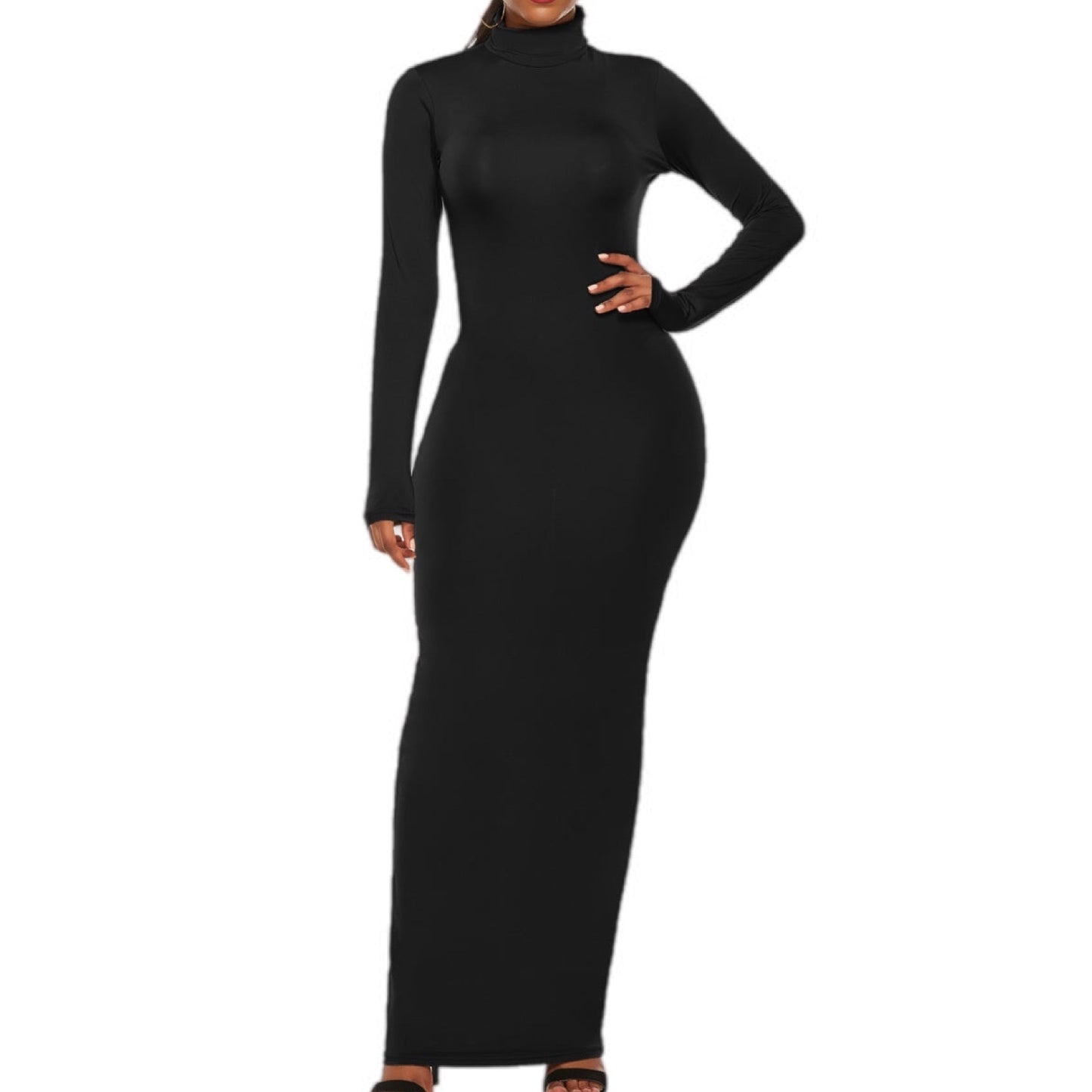 Sleek Turtleneck Long Sleeve Maxi Dress