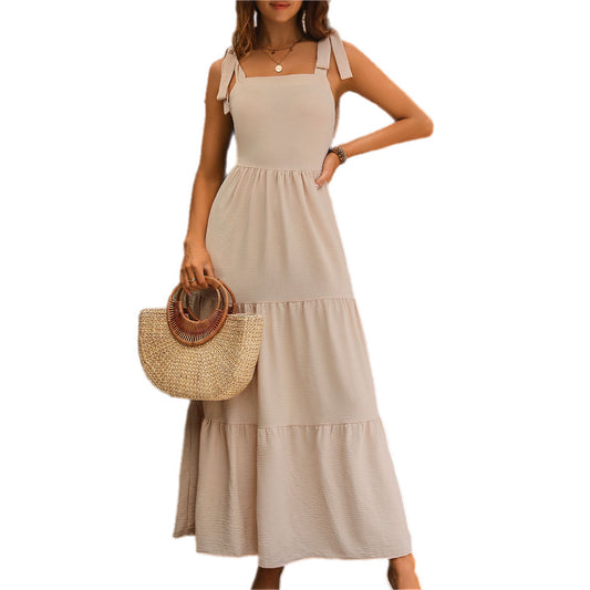 Tie-Shoulder Tiered Midi Sundress