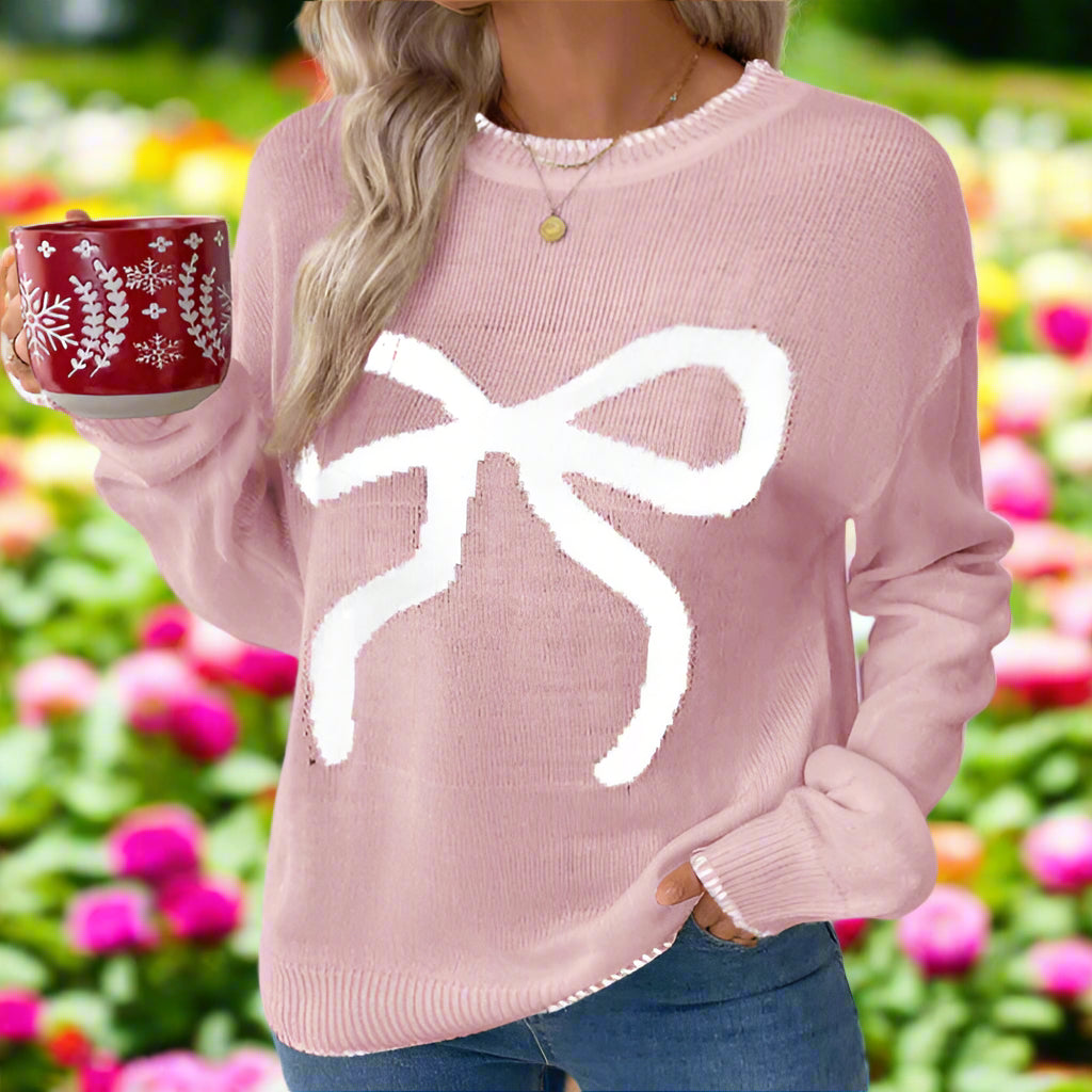 Bow Long Sleeve Knit Sweater