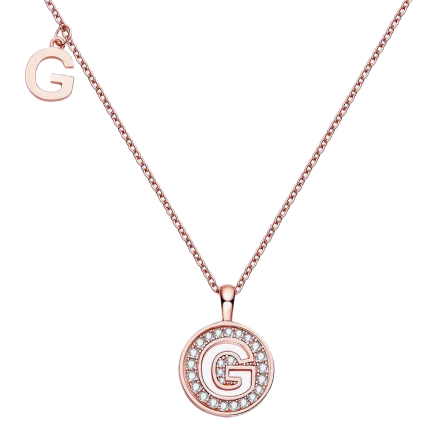 Moissanite Coin Initial Charm Necklace - A to J