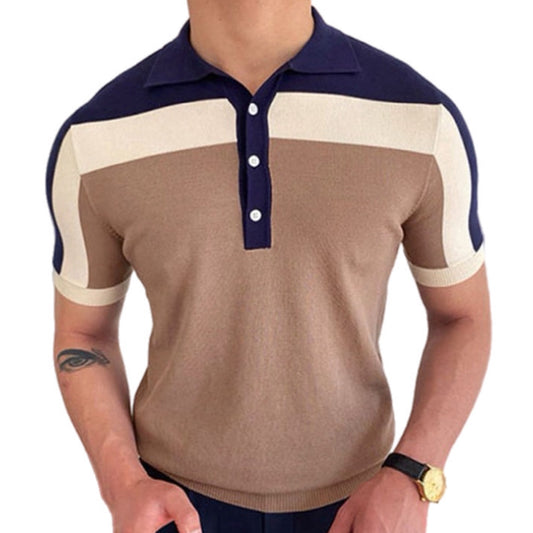 Men's Contrast Panel Short Sleeve Polo Shirt