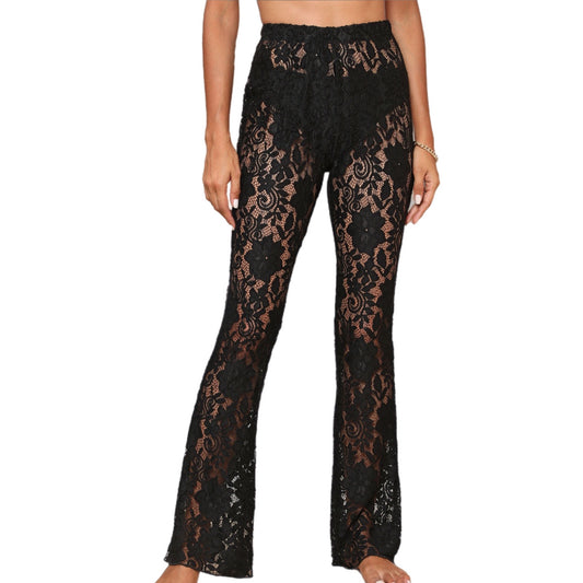 Lace High Waist Swim Coverup Pants