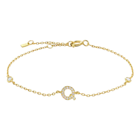 CZ Initial Charm Bracelet - Q To U