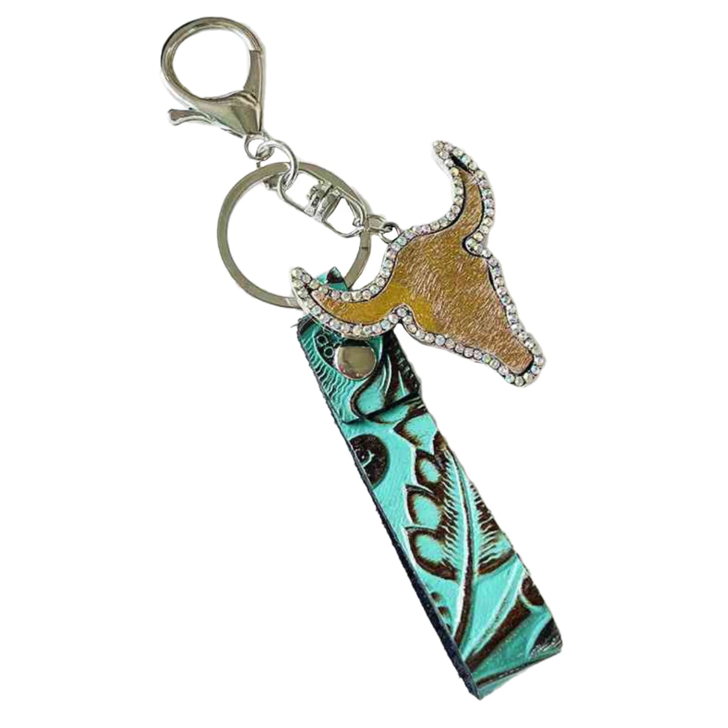 Rhinestone Bull Keychain