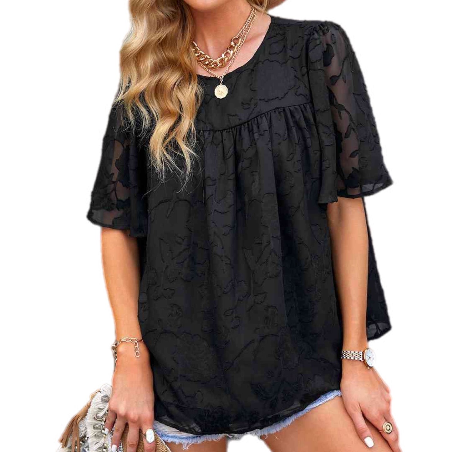 Ruched Puff Sleeve Blouse