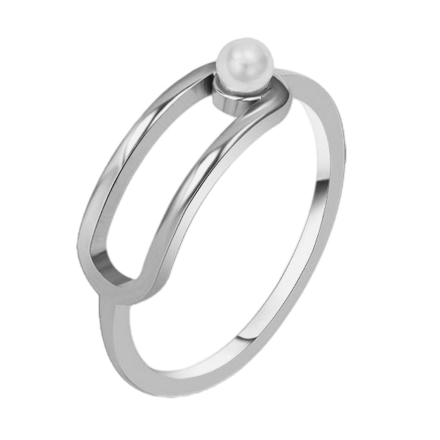 Synthetic Pearl Titanium Steel Ring