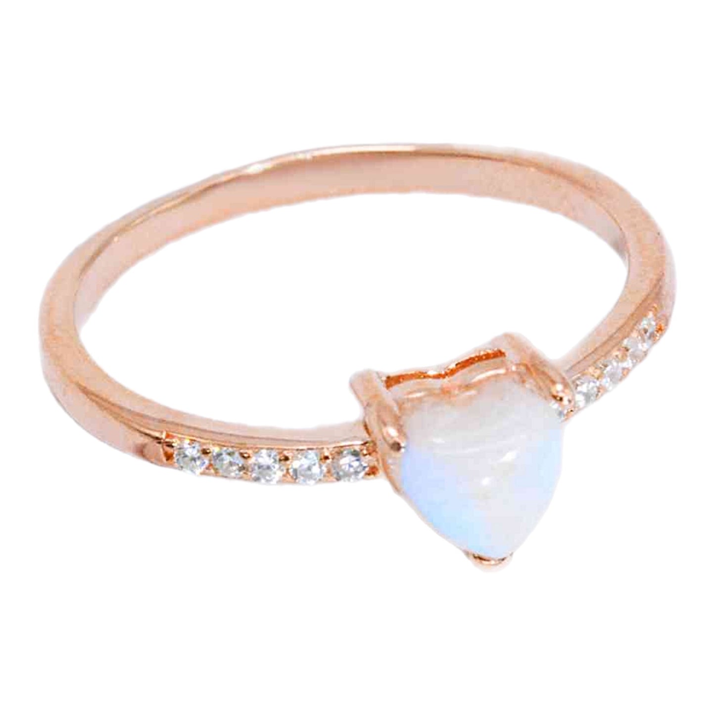 Rainbow Moonstone Heart Ring