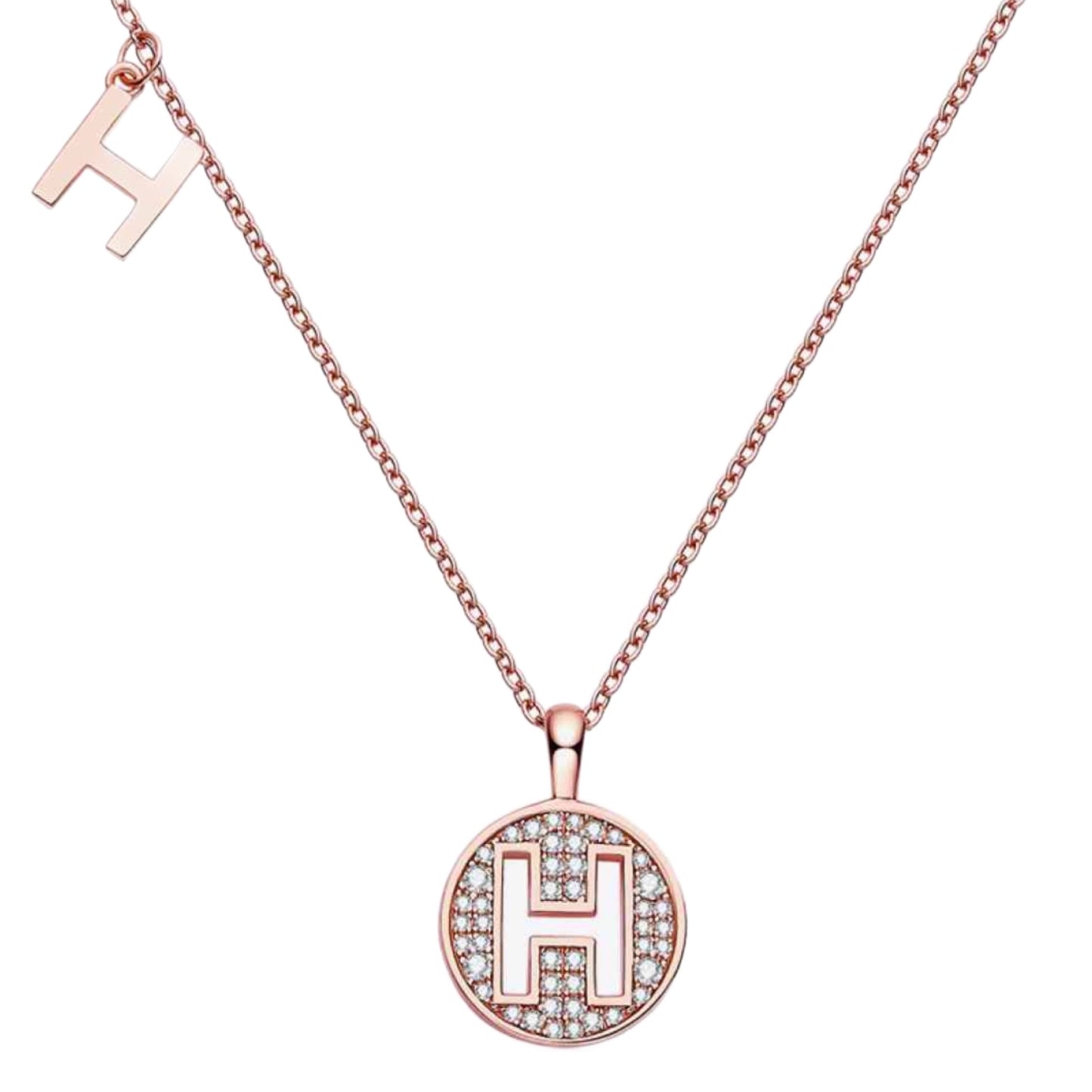 Moissanite Coin Initial Charm Necklace - A to J