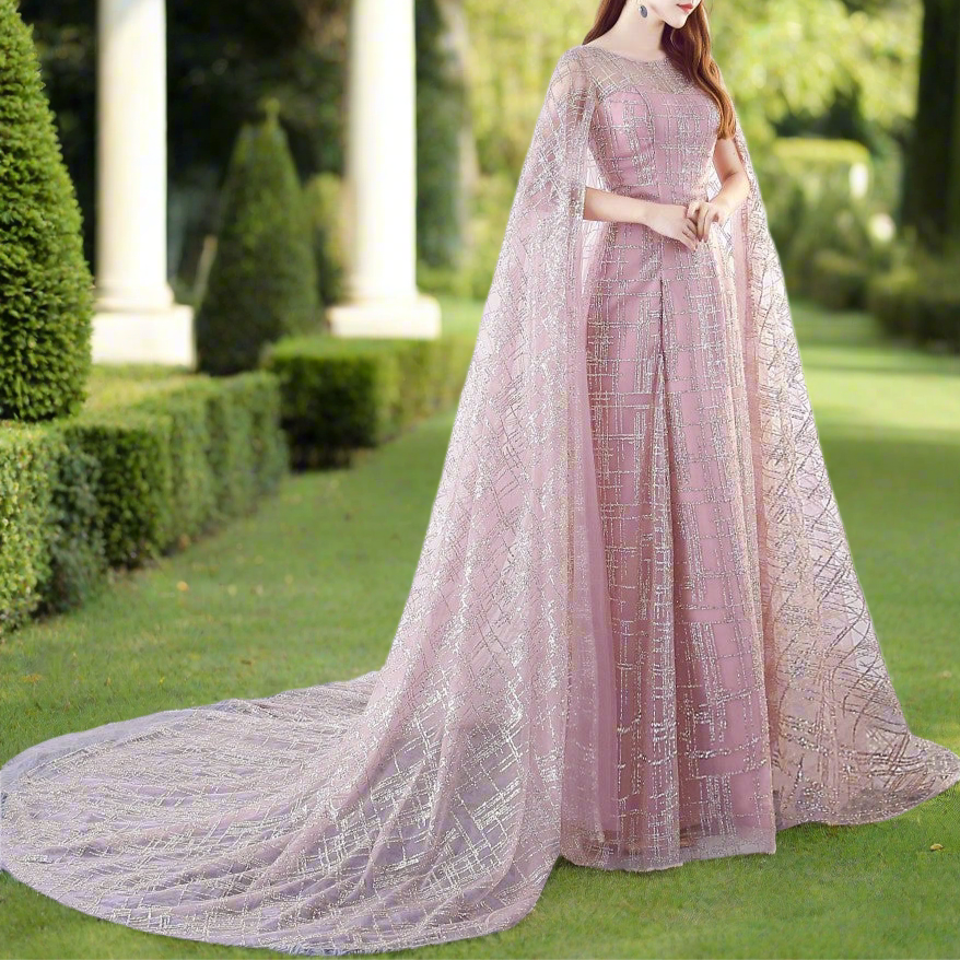 Pink Evening Gown with Cloak