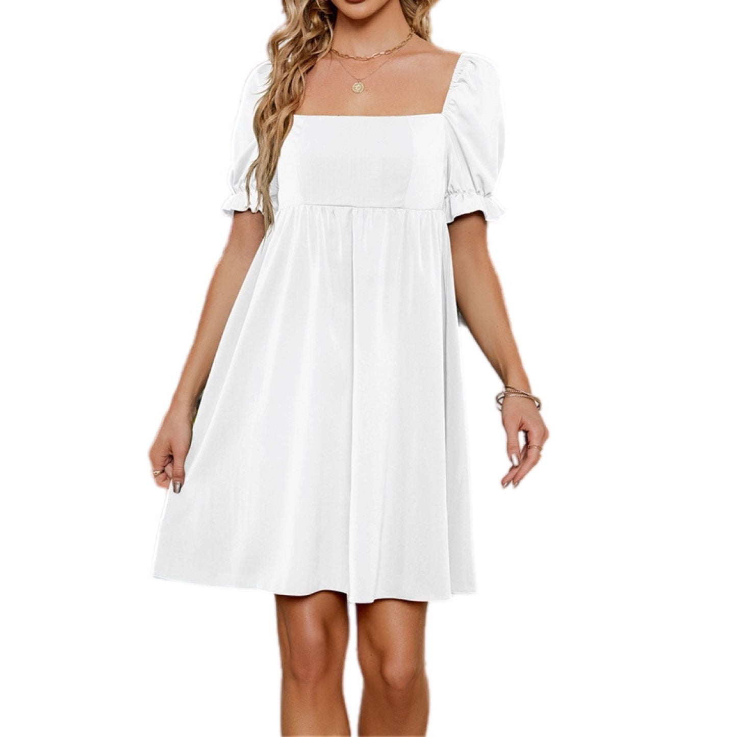 Ruched Flounce Sleeve Mini Dress