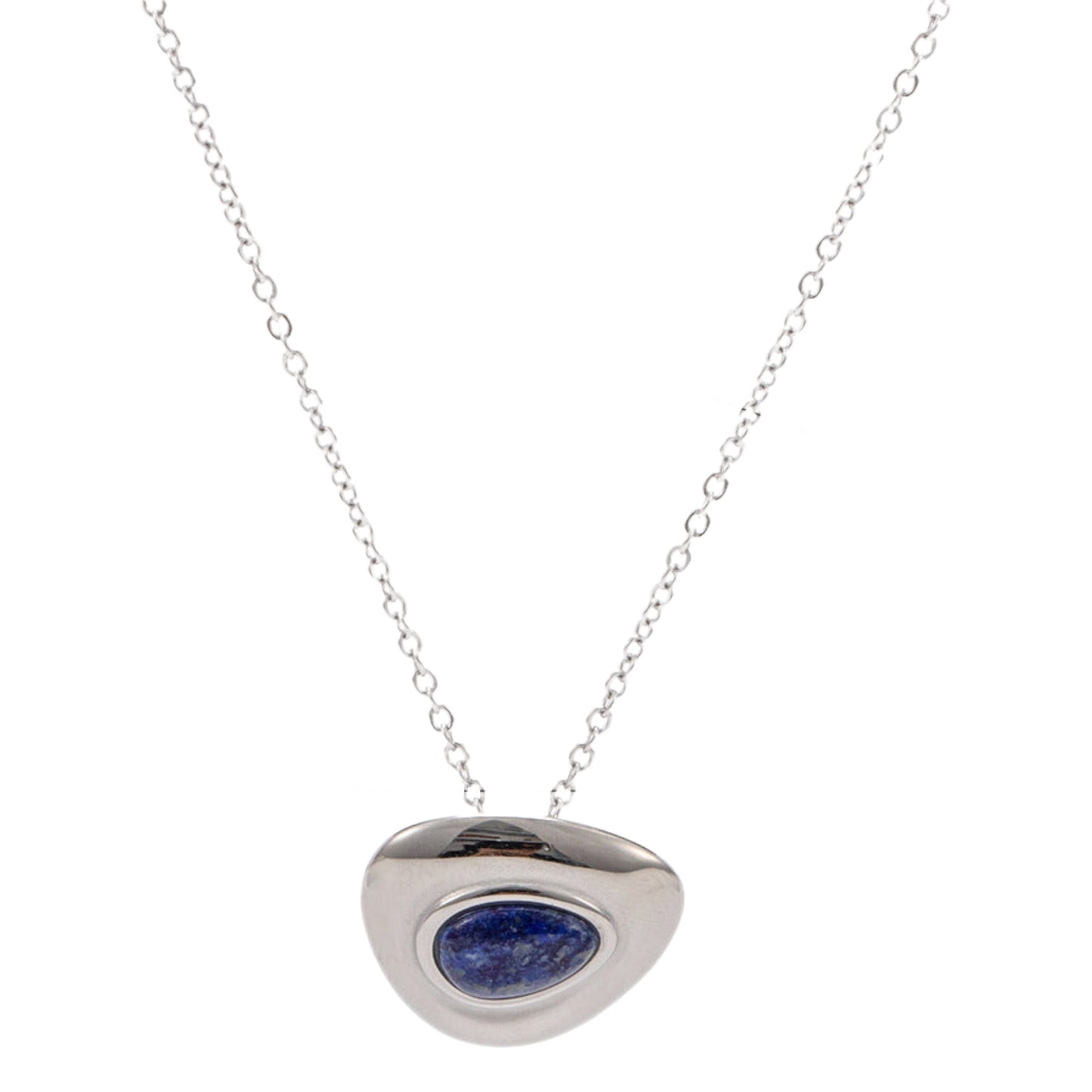 Lapis Lazuli Gold or Silver Steel Gemstone Charm Necklace