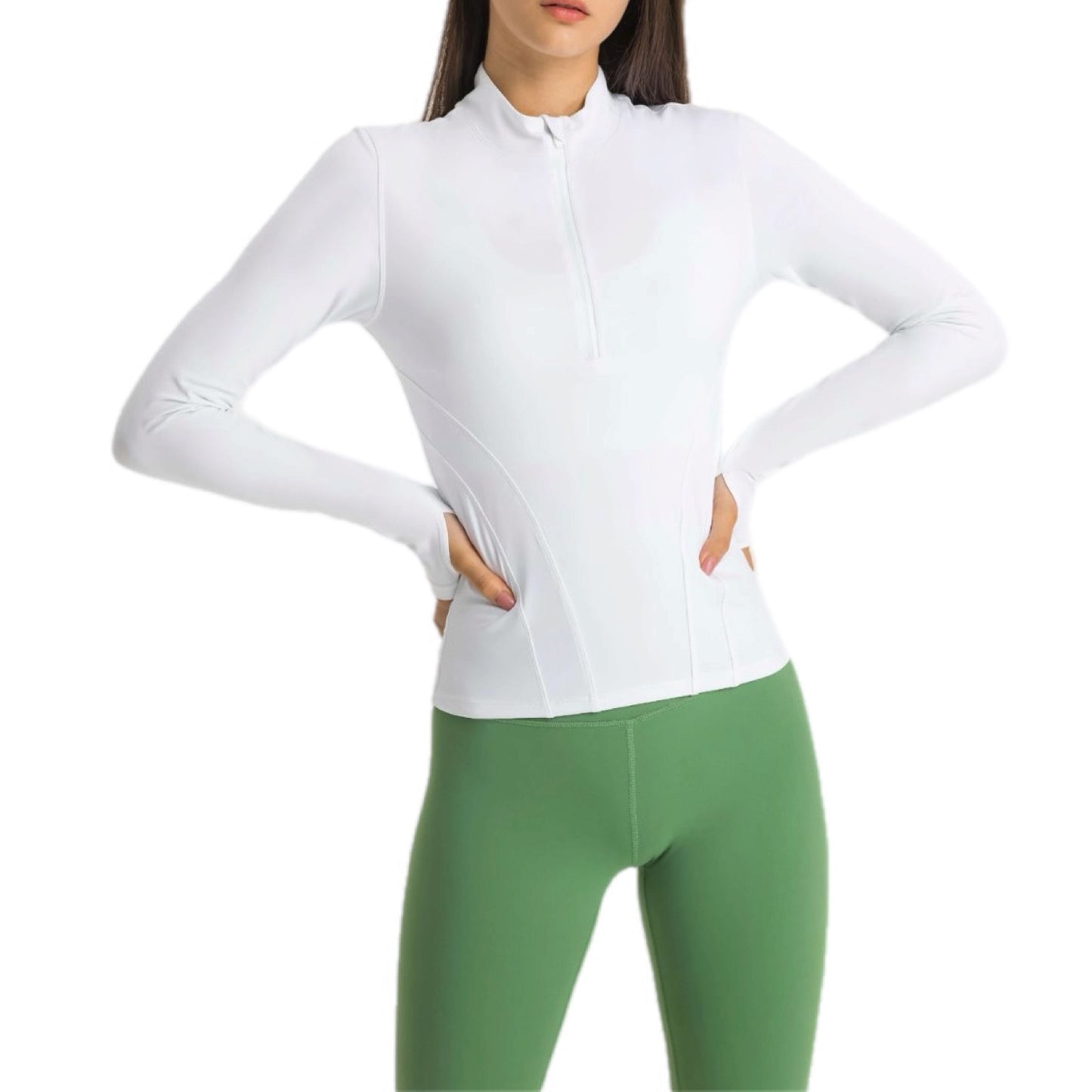 Half Zip Thumbhole Sleeve Sports Top