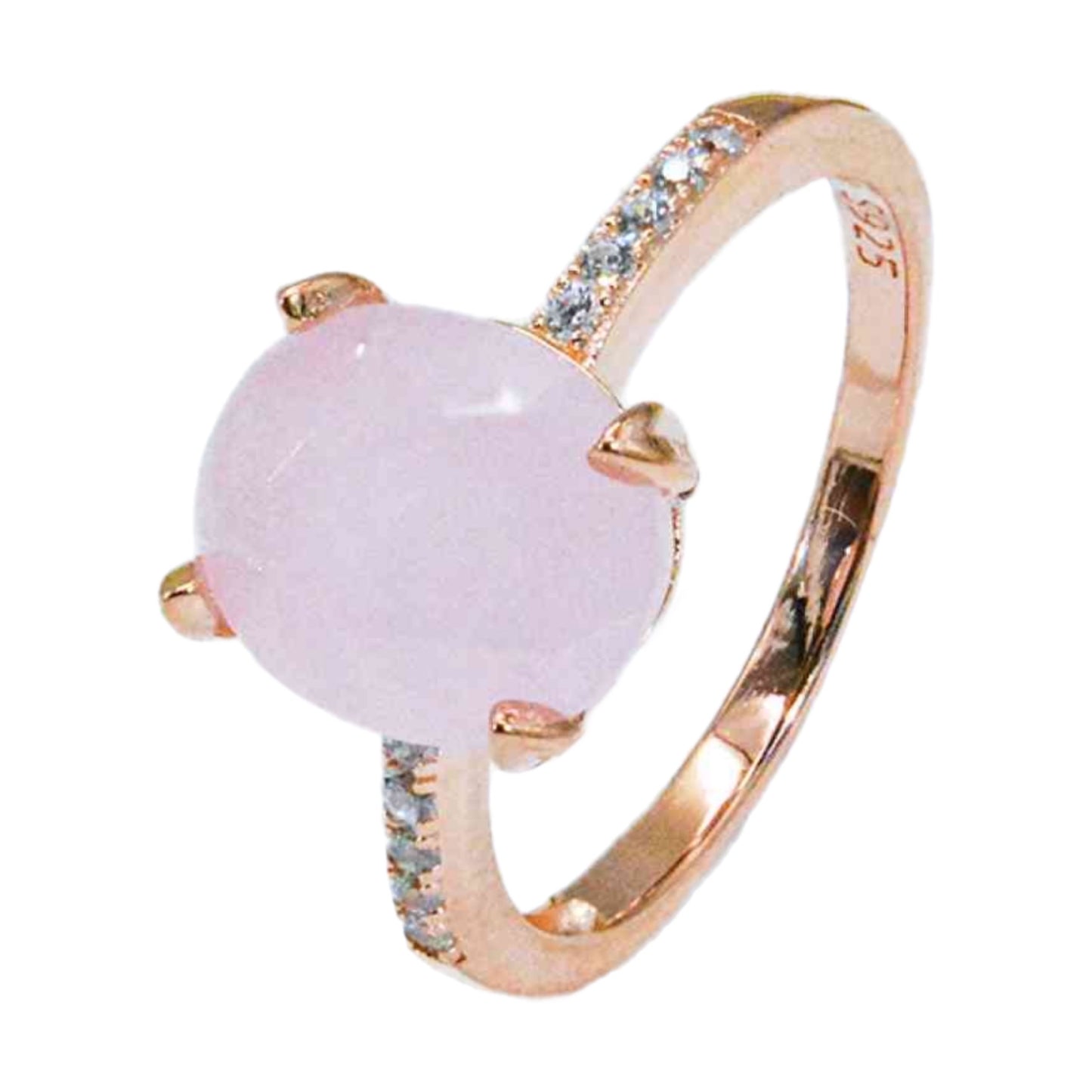 Rose Quartz Solitaire Rose Gold Ring