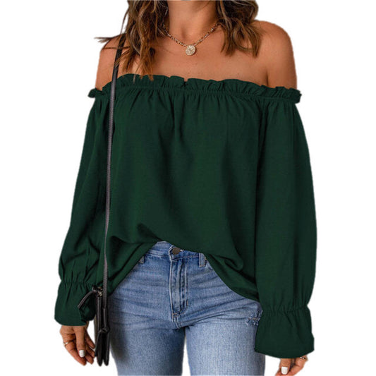 Off-Shoulder Flounce Sleeve Blouse