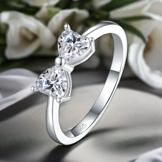 1 Carat Moissanite Sterling Silver Bow Ring