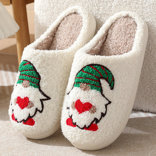 Christmas Dwarf Pattern Home Plush Slippers