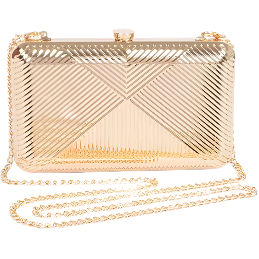 Textured Shiny Metal Box Clutch