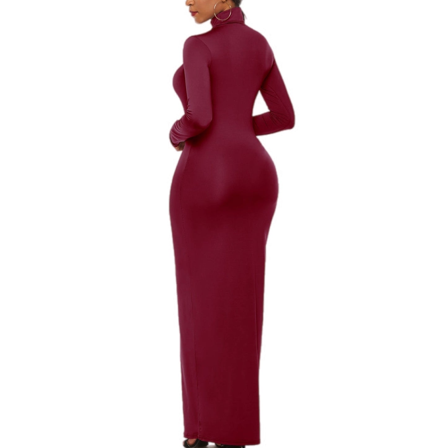 Sleek Turtleneck Long Sleeve Maxi Dress