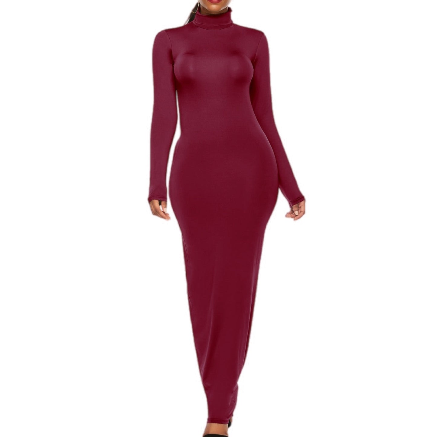 Sleek Turtleneck Long Sleeve Maxi Dress