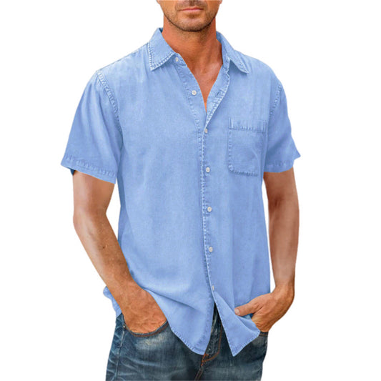 Short Sleeve Button Up Shirt Slim Fit