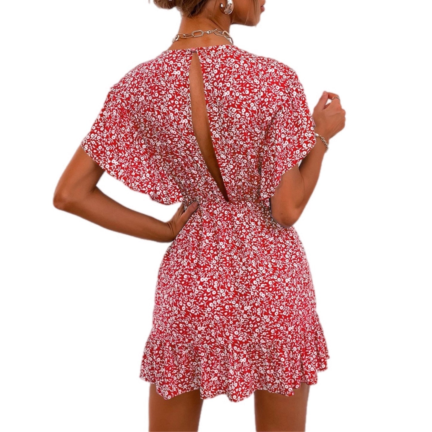 Ditsy Floral Wrap Front Mini Dress