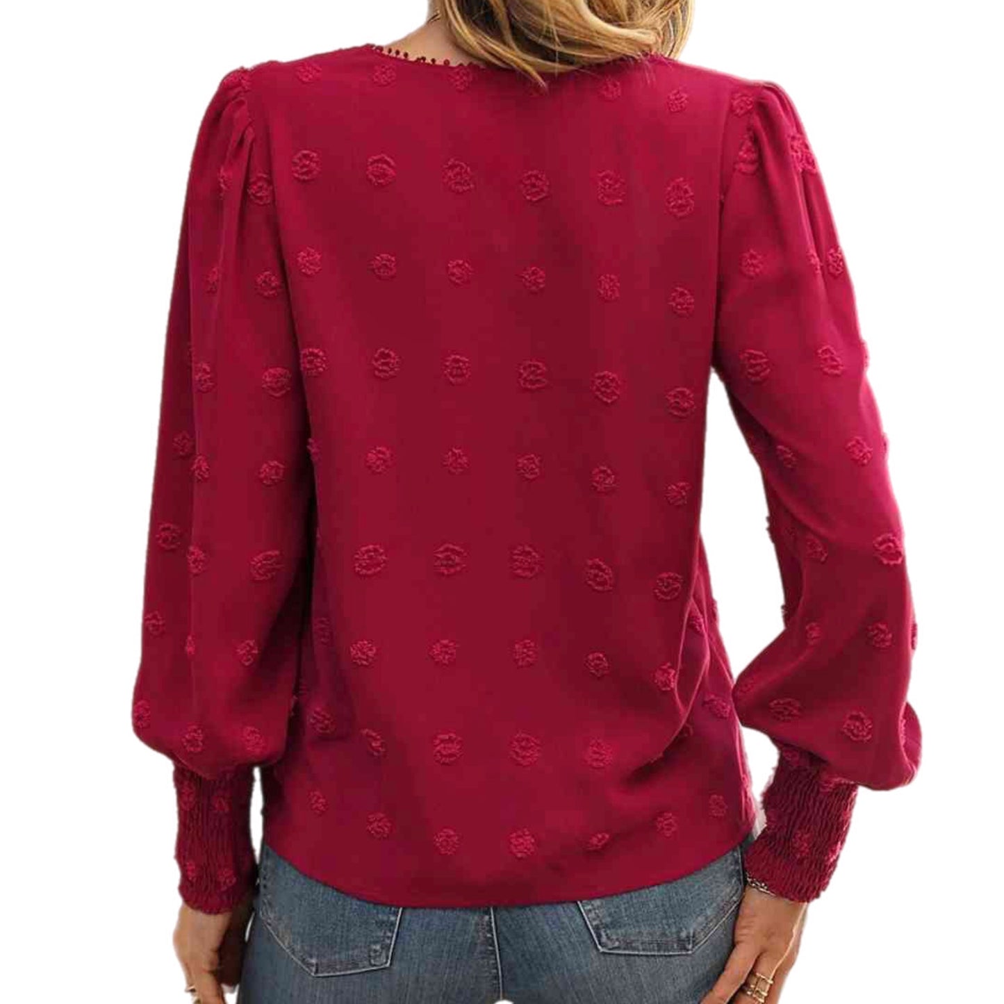 Long Sleeve Swiss Dot Lace Blouse