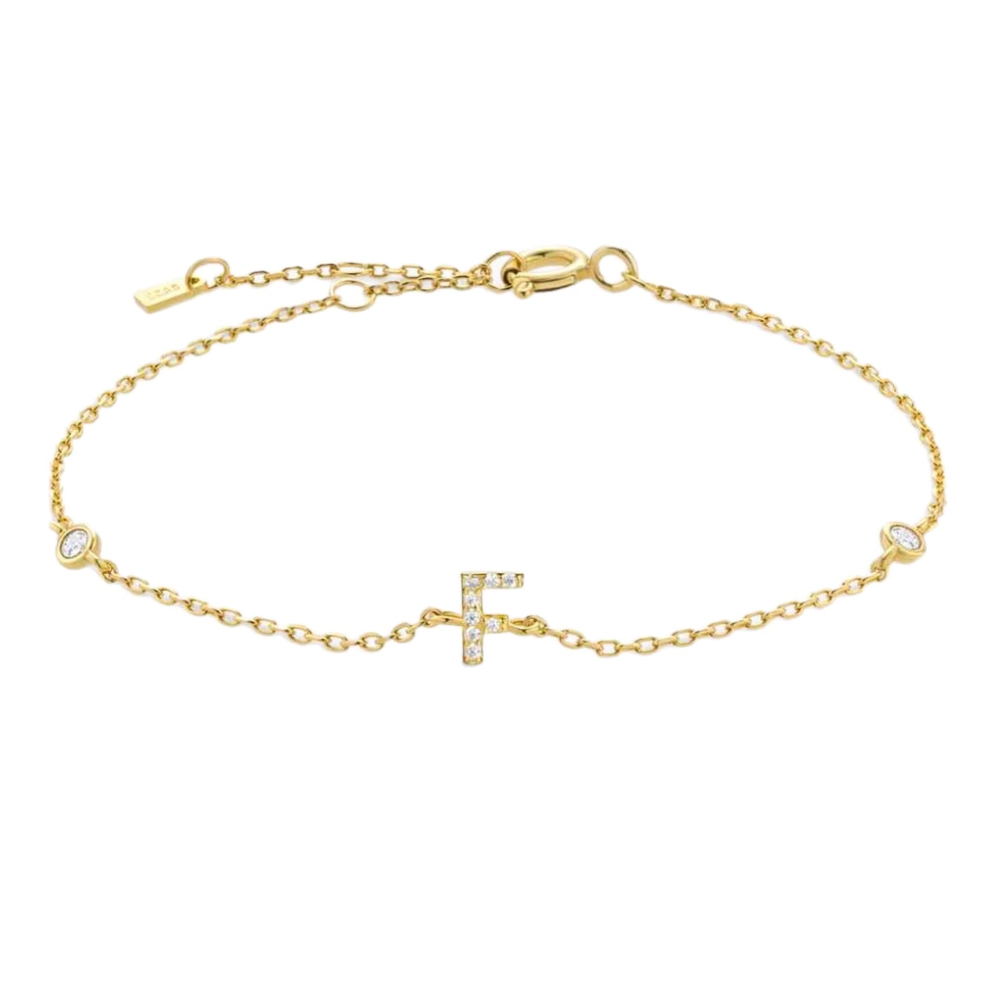 CZ Initial Charm Bracelet - A To F CZ