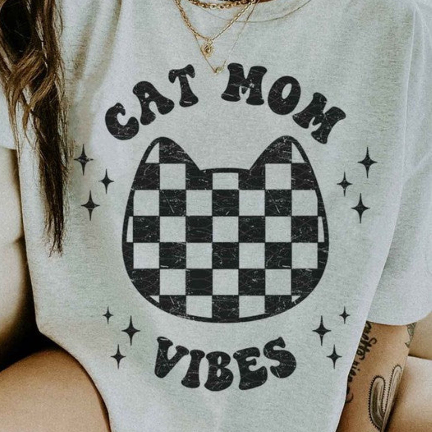 Cat Mom Vibes Graphic Top