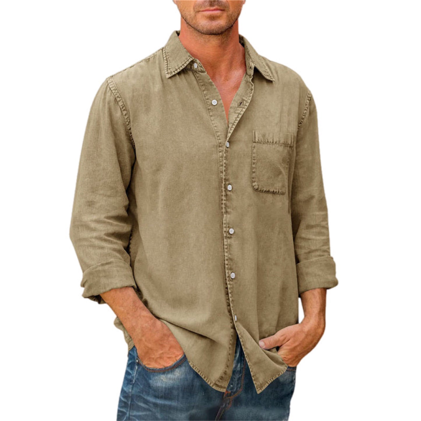 Long Sleeve Button Up Shirt Slim Fit