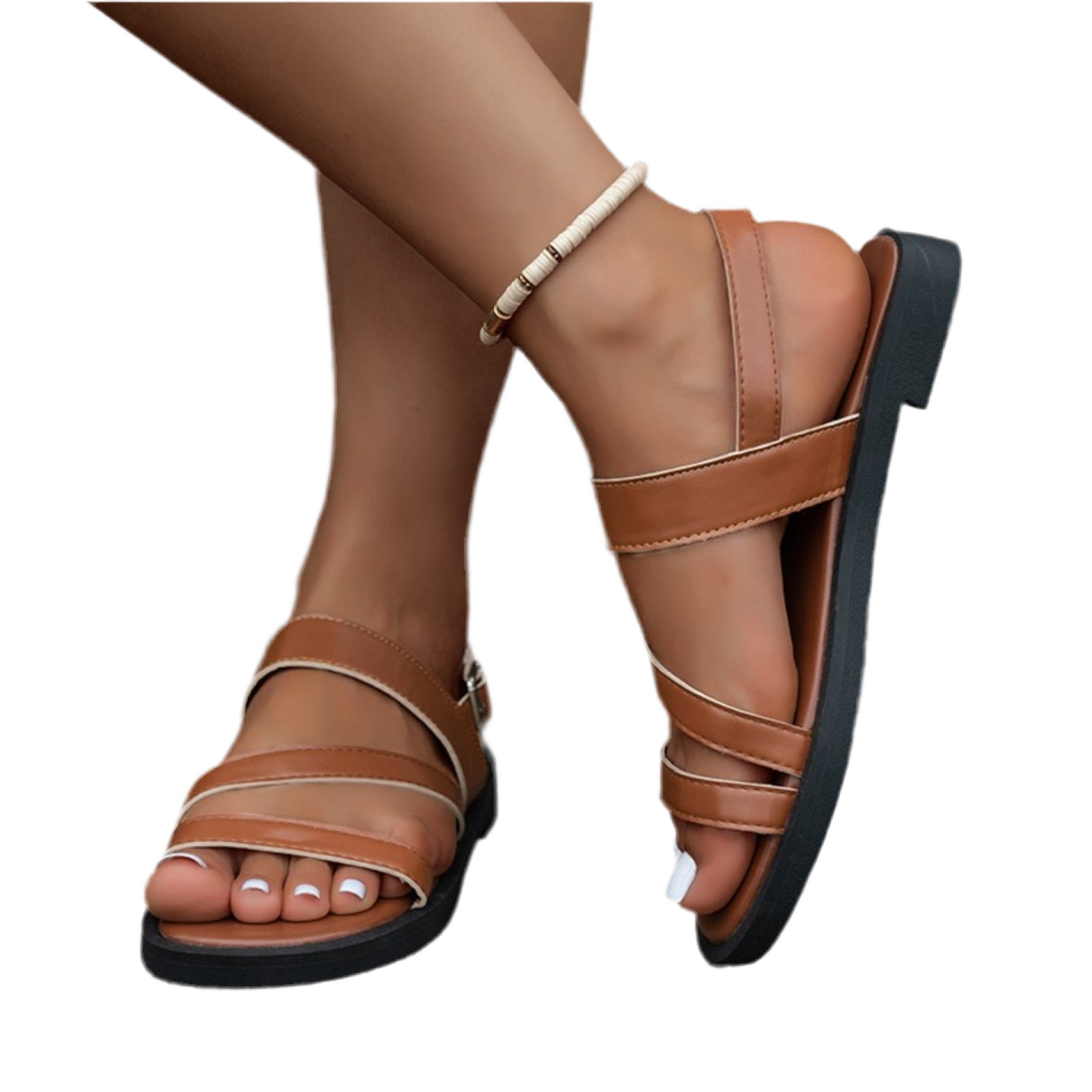 Open Toe Vegan Leather Sandals