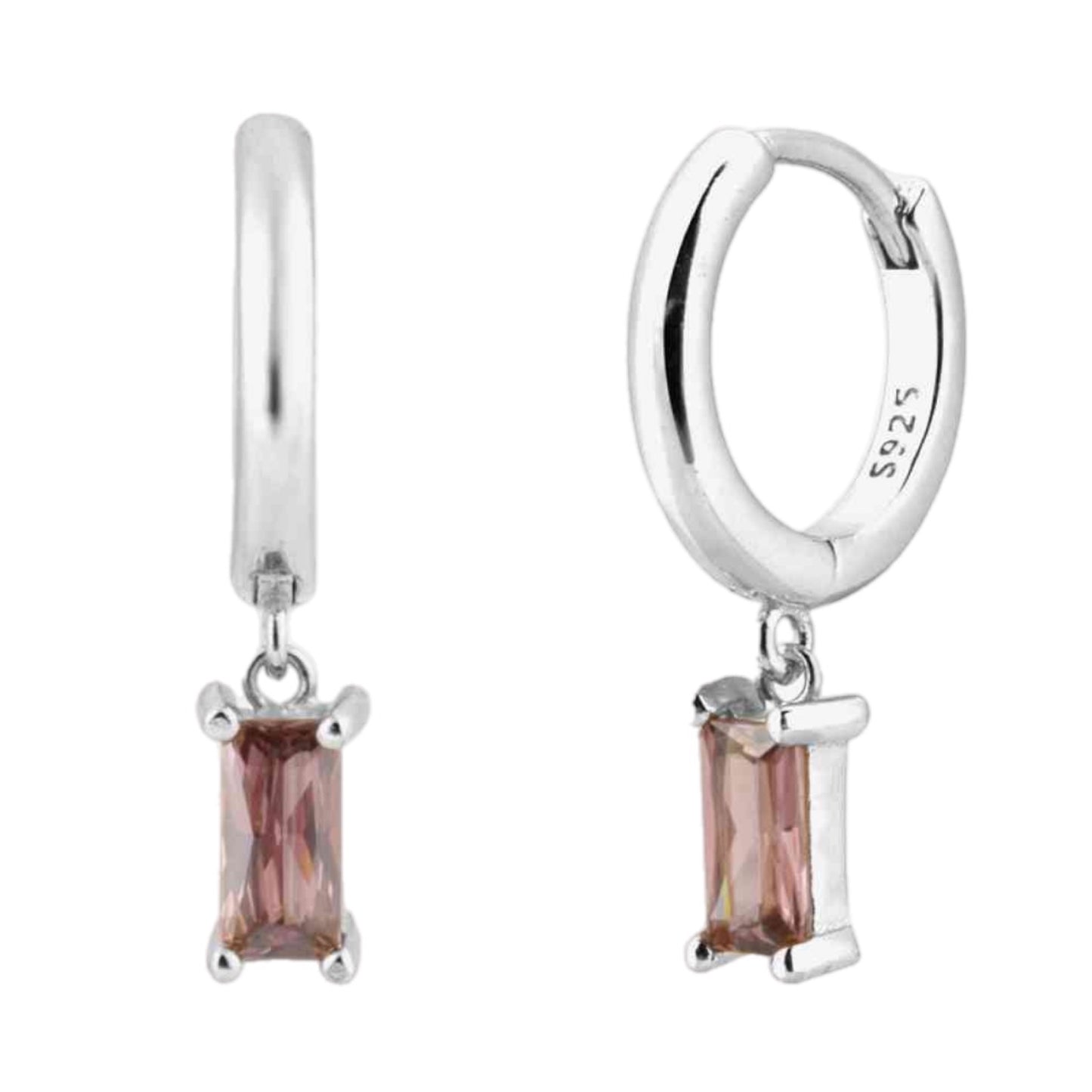 CZ Dangle Hoop Earrings