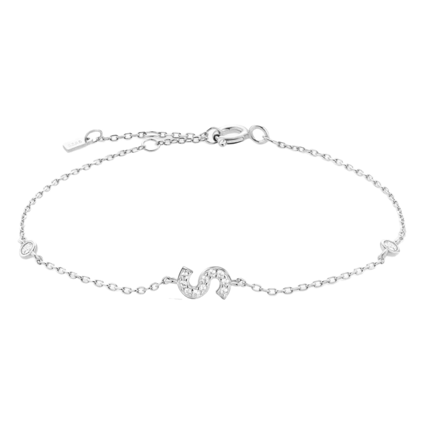 CZ Initial Charm Bracelet - Q To U